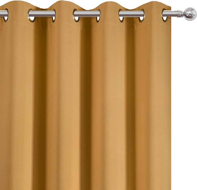 LEMOMO Mustard Yellow Thermal Blackout Curtains/52 x 45 Inch/Set of 2 Panels - Image 6