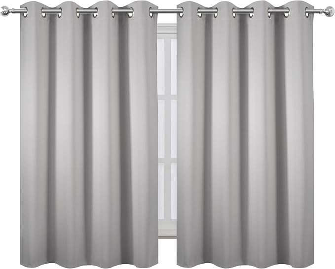 LEMOMO Light Grey Blackout Curtains 52 x 54 Inch Length/Set of 2 Curtain - Image 2