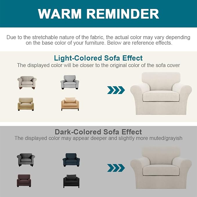 Turquoize 2 Piece Chair Covers for Living Room Armchair Couch Cover - Image 6