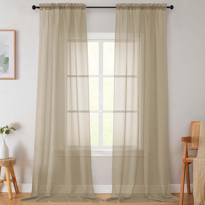 Extra Long Sheer Taupe Curtains by WelvetBLK