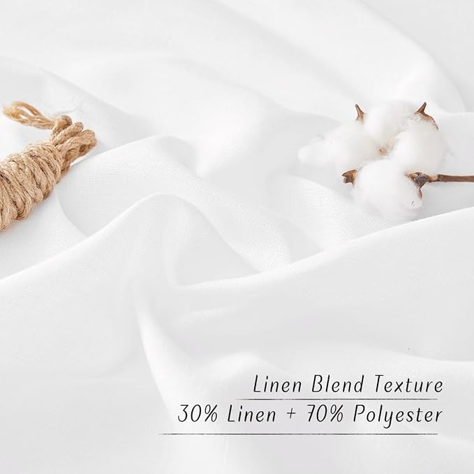 NICETOWN White Linen Kitchen Curtains 36 inches Long, Grommet Short Curtains - Image 4