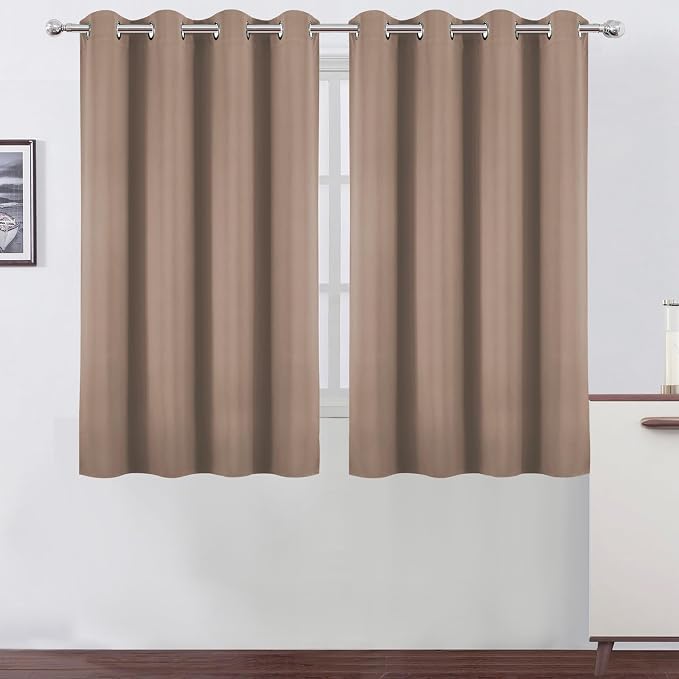 LEMOMO Blackout Curtains 66 x 54 Inch Long Cappuccino Curtains Set of 2 Panels by Lemomo