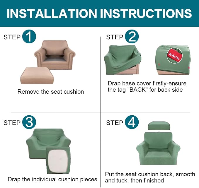 Turquoize 2 Piece Chair Covers Armchair Slipcovers - Image 6
