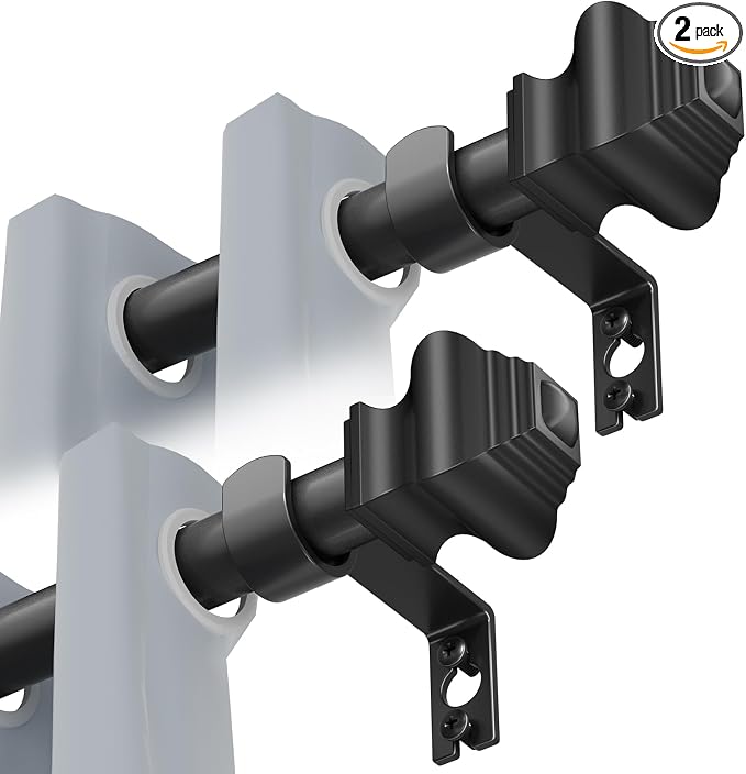 Curtain Rods for Windows 2 Pack 36-124 inch, 5/8 inch Matte Black Curtain Rod by Unknown