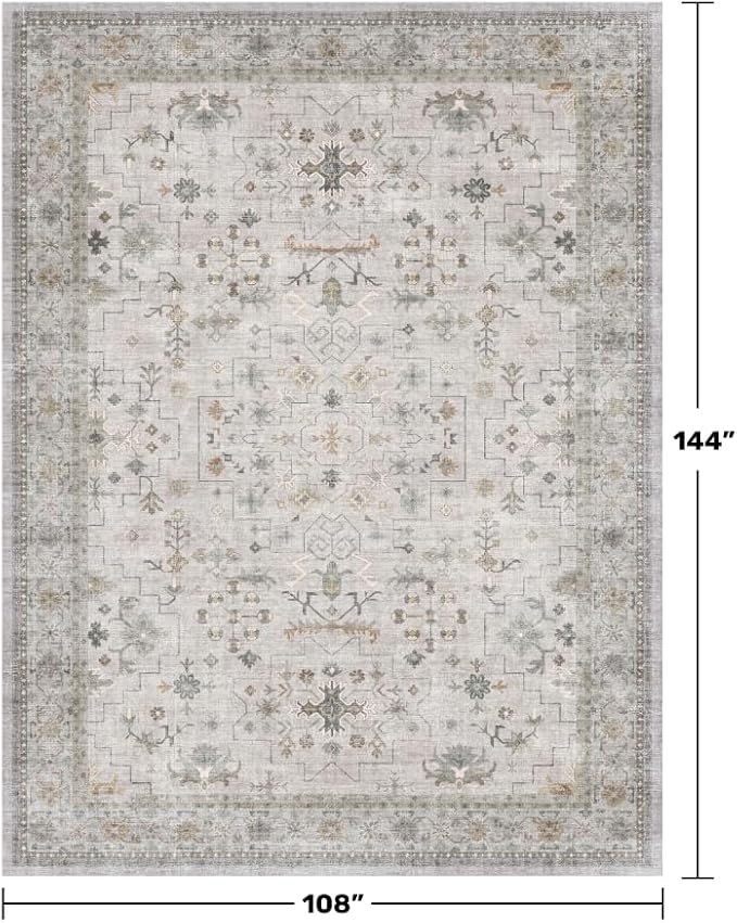 Hazo Haus Boho Light Grey Living Room Rug 9x12 - Image 2