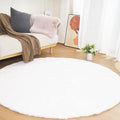 Ghouse Faux Rabbit Fur Round Rug 8ft White Round Rugs by Ghouse