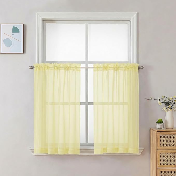 Chyhomenyc Sheer Curtains 36 inch Length 2 Panels Set by Chyhomenyc