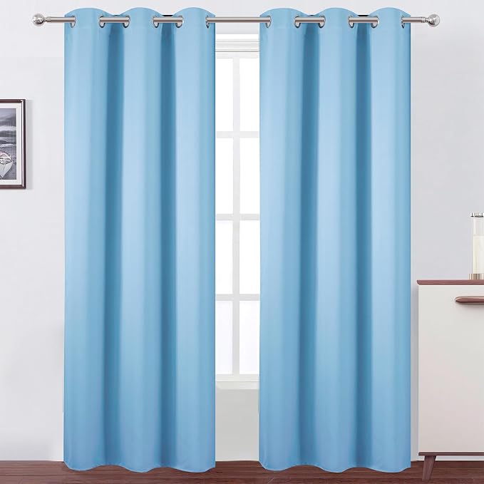 LEMOMO Sky Blue Thermal Blackout Curtains/42 x 84 Inch/Set of 2 Panels Room by Lemomo