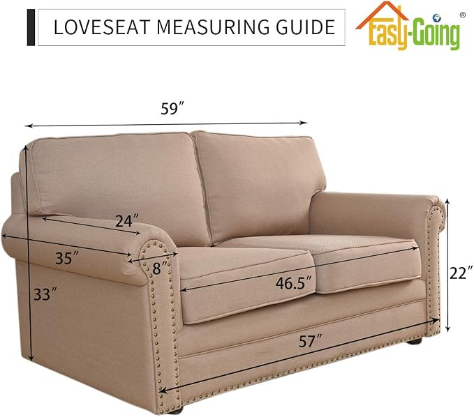 Easy-Going Stretch Loveseat Couch Covers Washable Taupe | 1-Piece Loveseat - Image 7