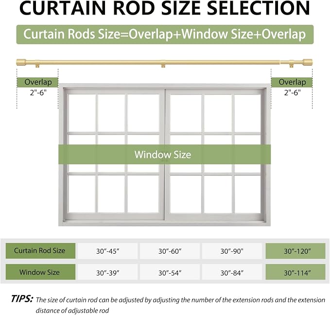 5/8” Diameter Curtain Rods 30-120 Inch, - Image 2