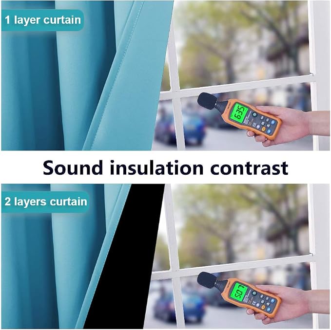 NICETOWN Insulated 100% Blackout Curtains, Noise Reducing Performance Drapes - Image 3