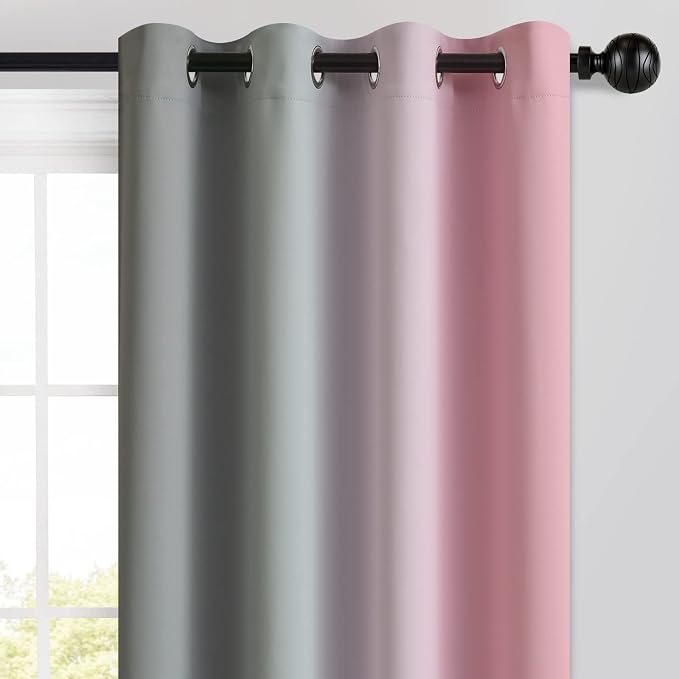 Yakamok Ombre Grey and Pink Curtains - Image 3