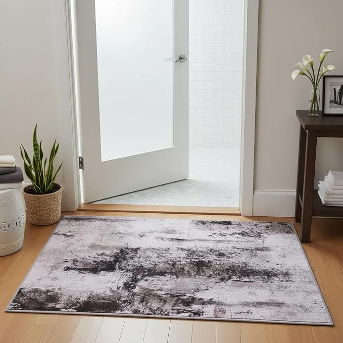 Toneed Abstract Area Rug Modern Washable Rug Soft Non Slip Rug Low Pile - Image 3