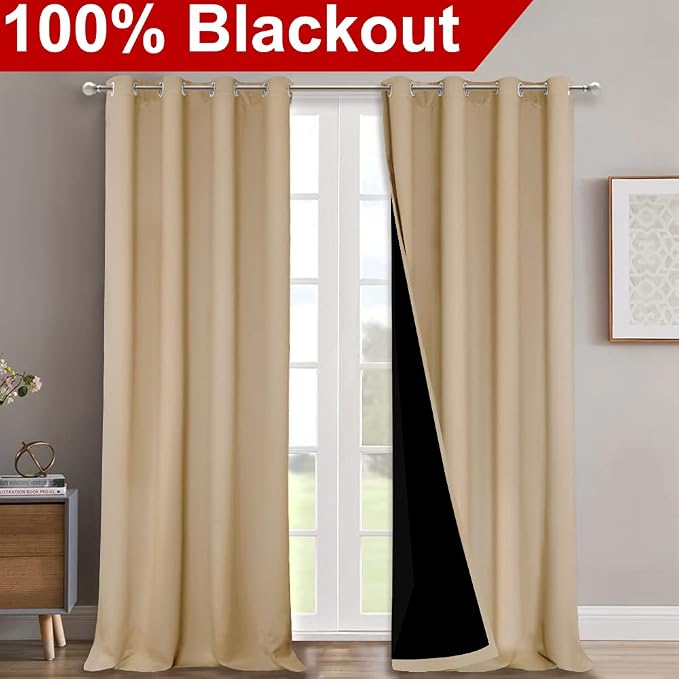 NICETOWN Full Shading Curtains 90 inches Long 2 Panels Set - Image 2