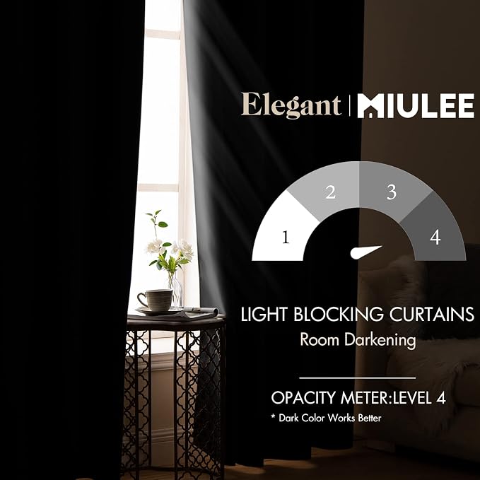 MIULEE 2 Panels 90" Long Blackout Curtains Room Darkening Thermal Insulated - Image 2