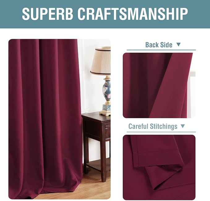 H.VERSAILTEX Light Blocking Blackout Curtains Window Treatment Thermal - Image 3