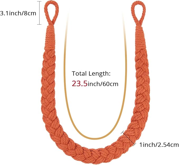 NICEEC 2 Pack Natural Cotton Rope Curtain Tiebacks Elegant Boho Style - Image 3