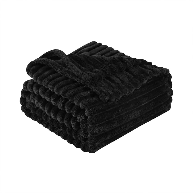 Black Fleece Throw Blanket 90”×90” - Image 4