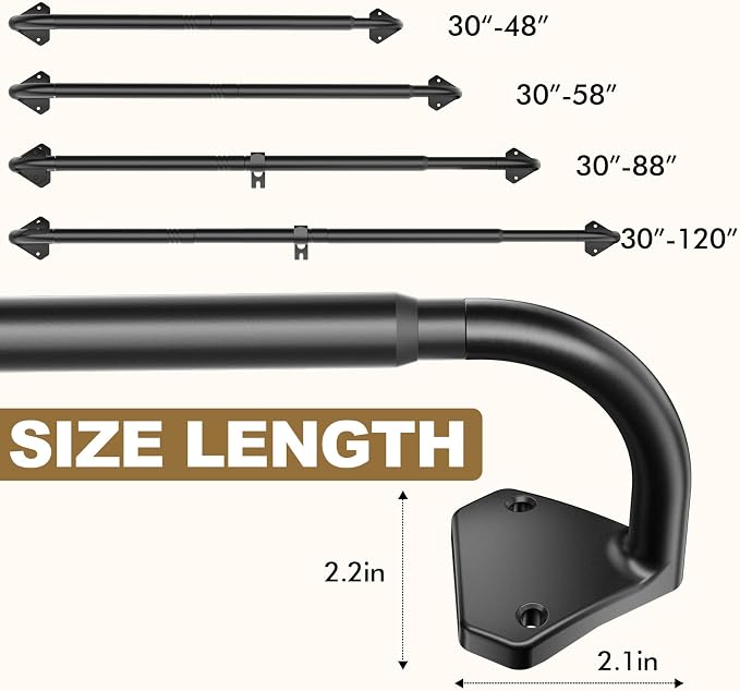 GXOACKJ Black Wrap Around Curtain Rods - Image 4