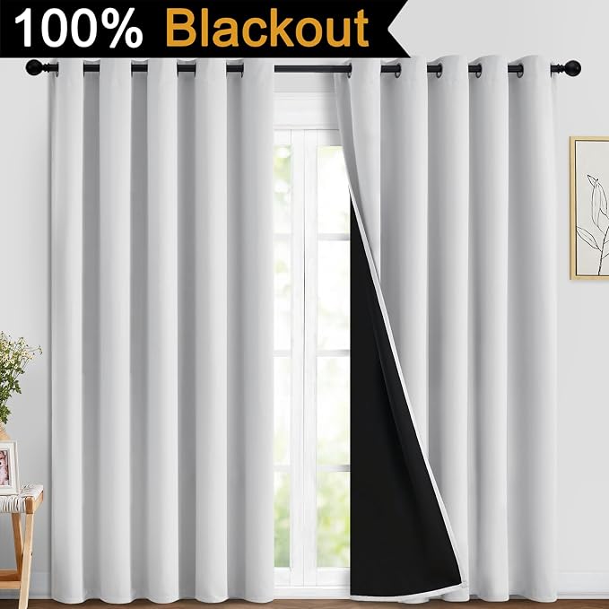 Yakamok 100% Blackout Curtains 84 Inches Long, 2 Thick Layers Heat and Full - Image 2