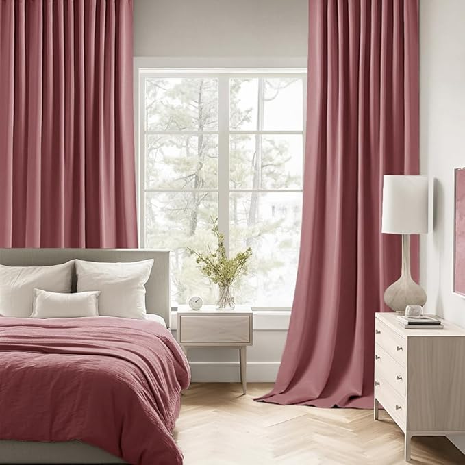MIULEE Dusty Rose Back Tab Blackout Curtains 90 Inches Long 2 Panels Set - Image 2