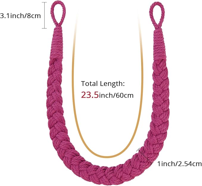 NICEEC 4 Pack Natural Cotton Rope Curtain Tiebacks Elegant Boho Style - Image 3