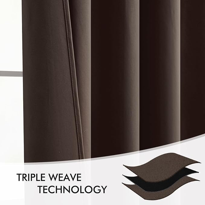 MIULEE Chocolate Brown Back Tab Blackout Curtains 102 Inch Long 2 Panels Set - Image 7