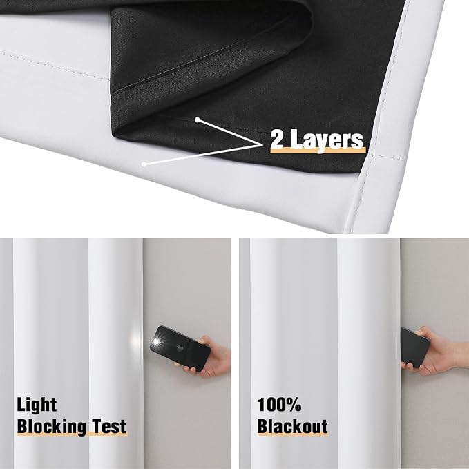 ChrisDowa White 100% Blackout Curtains 108 inch Long - Image 4