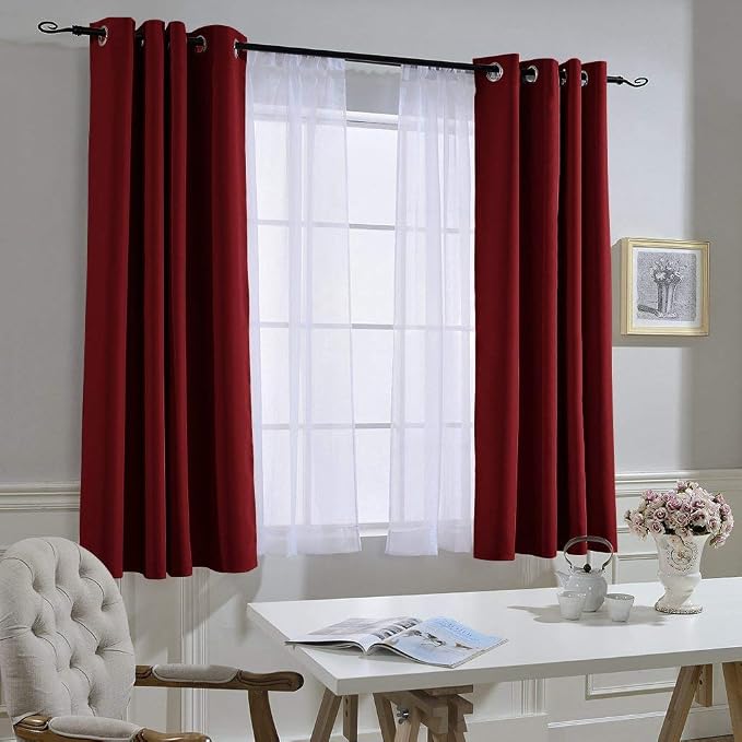 NICETOWN Burgundy Red Bedroom Curtains 72 inches Long, Grommet Blackout Thermal - Image 7