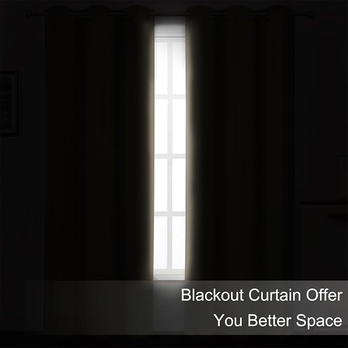 LEMOMO Blackout Curtains 66 x 84 inch/Khaki Curtains Set of 2 Panels/Thermal - Image 3