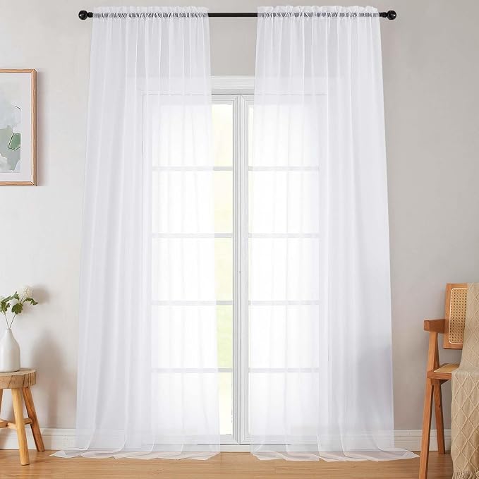 Extra Long Sheer White Curtains by WelvetBLK
