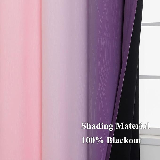 Estelar Textiler Pink and Purple Ombre Blackout Curtains 90 Inches Long 2 - Image 5