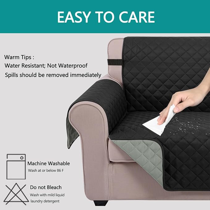 U-NICE HOME Reversible Oversized Chair Covers Quilted Water Repellent Pet - Image 4