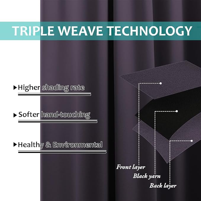 NICETOWN 100% Blackout Window Curtain Panels, Cold and Full Light Blocking - Image 6