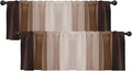 Emvency 2 Pack Valances Window Treatments, Striped Neutral Brown Minimalist by Emvency