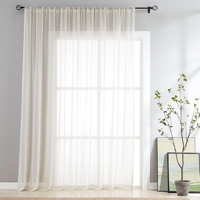 FMFUNCTEX Linen Sheer Sliding Door Curtains by Fmfunctex