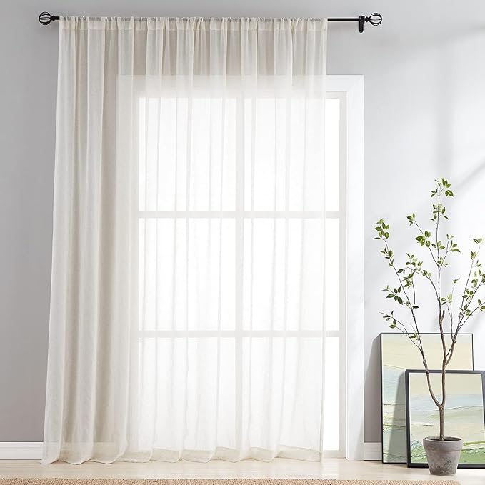 FMFUNCTEX Linen Sheer Sliding Door Curtains by Fmfunctex