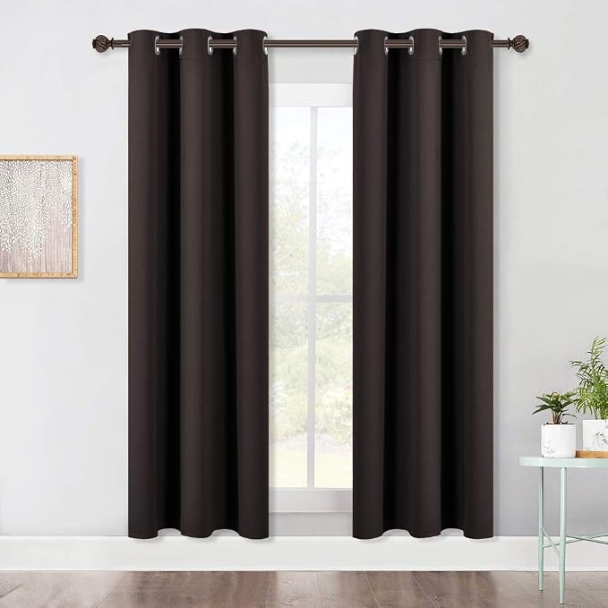 NICETOWN Blackout Window Curtains 70" L, 2 Panels, 34 inch, Toffee Brown by NICETOWN