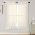 Cream Sheer Curtains 63 Inch Length 2 Panels Set by WelvetBLK