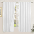 Extra Wide 100% White Blackout Linen Curtains 63 Inch by LAMIT