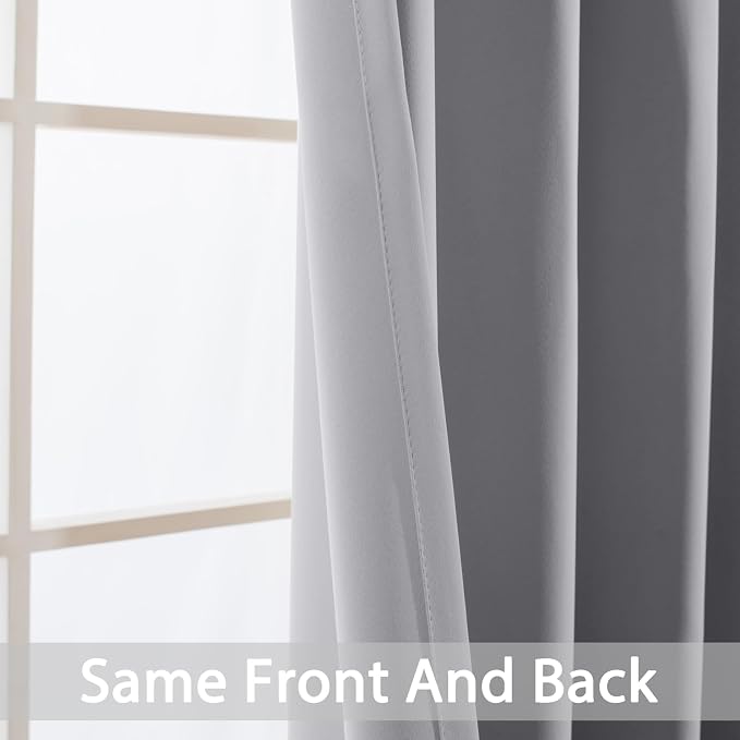 Yakamok Light Gray Blackout Curtain Panels 96 inches - Image 3