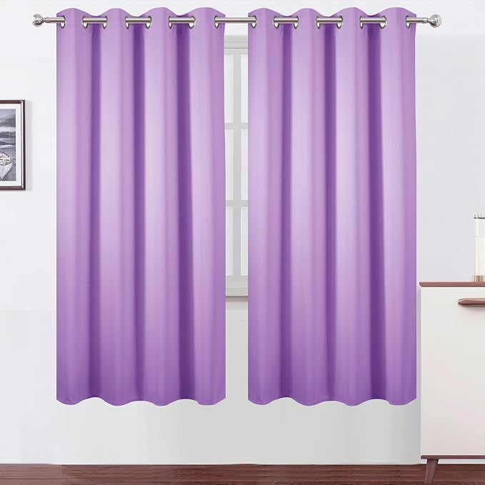 LEMOMO Blackout Curtains 66 x 72 Inch Long Lavender Curtains Set of 2 Panels by Lemomo