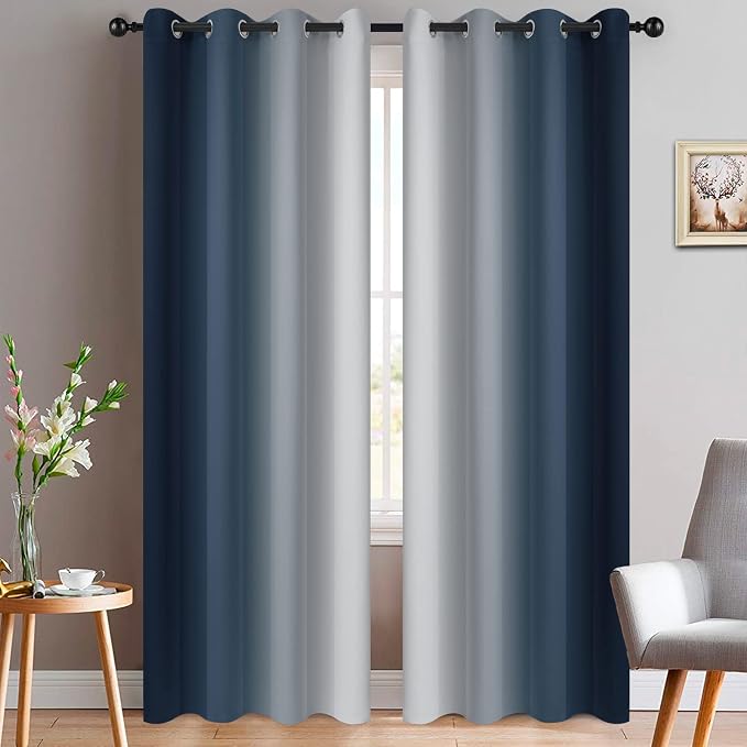 Yakamok Room Darkening Ombre Curtains 96 Inch Length, Light Blocking Grommet by Yakamok