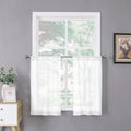 Tollpiz Sheer Tier Curtain Linen Textured Half Kitchen Curtains Sheer Light by Tollpiz