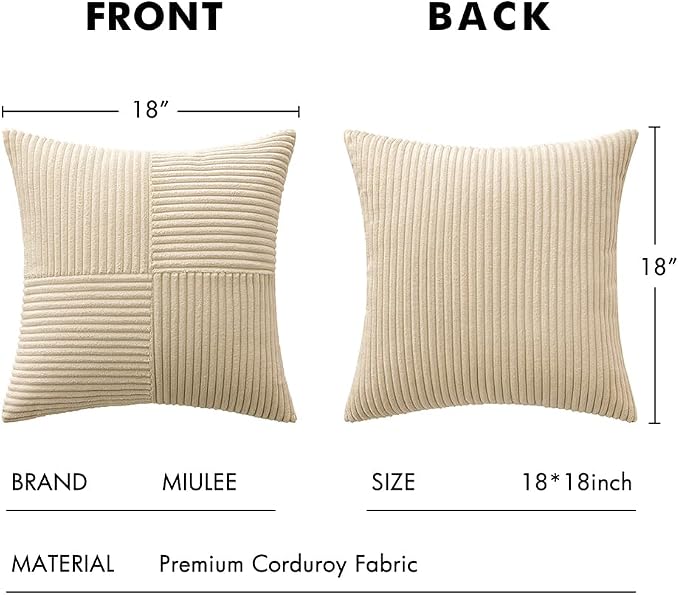 MIULEE Cream Decorative Throw Pillow Covers 18x18 Inch - Image 6