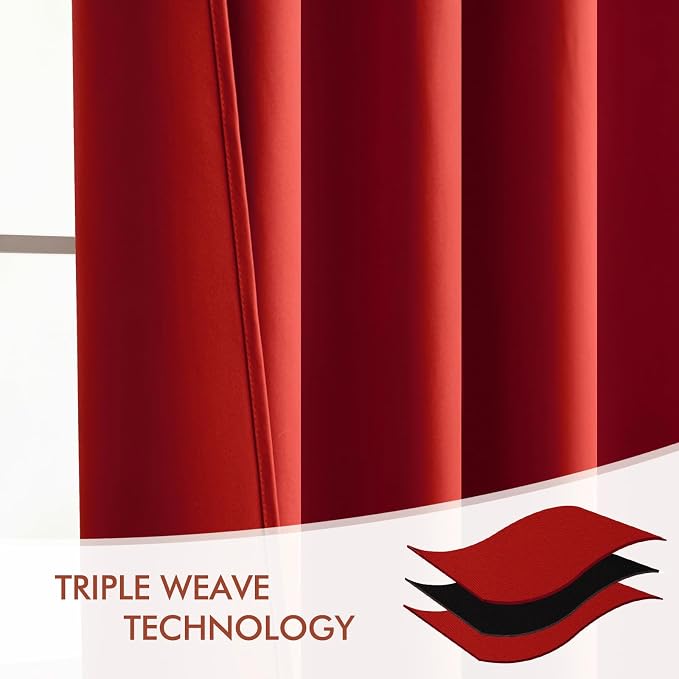 MIULEE Christmas Red Back Tab Blackout Curtains 102 Inch Long 2 Panels Set - Image 7
