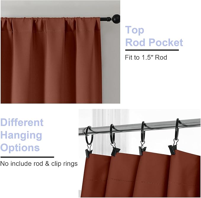 Simplebrand Ava Terracotta Blackout Curtains - Image 4