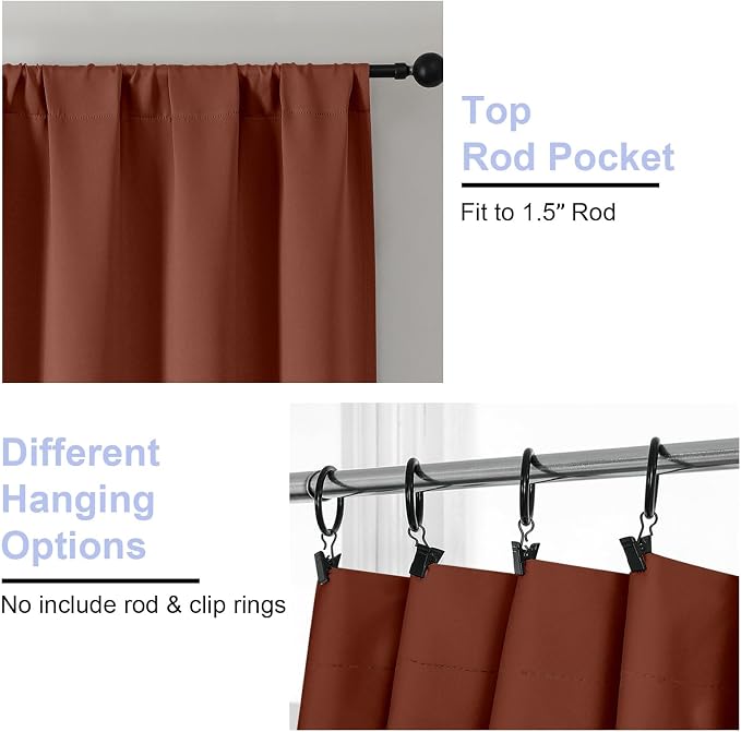 Simplebrand Ava Terracotta Short Blackout Curtains - Image 3