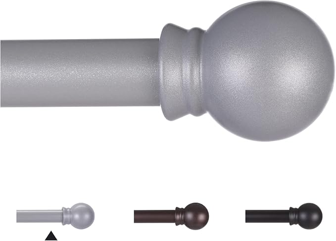 Thestoa Curtain Rods for Windows 30-62 Inch, 5/8" Brushed Nickel, Stainless by Thestoa
