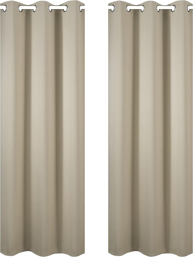 LEMOMO Beige Blackout Curtains 34 x 84 Inch Length/Set of 2 Curtain - Image 2